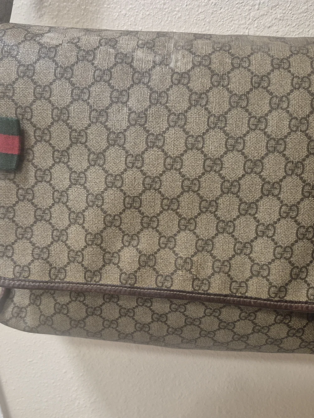 Gucci Brown GG Canvas Messenger with Green-Red Web And Cherryline